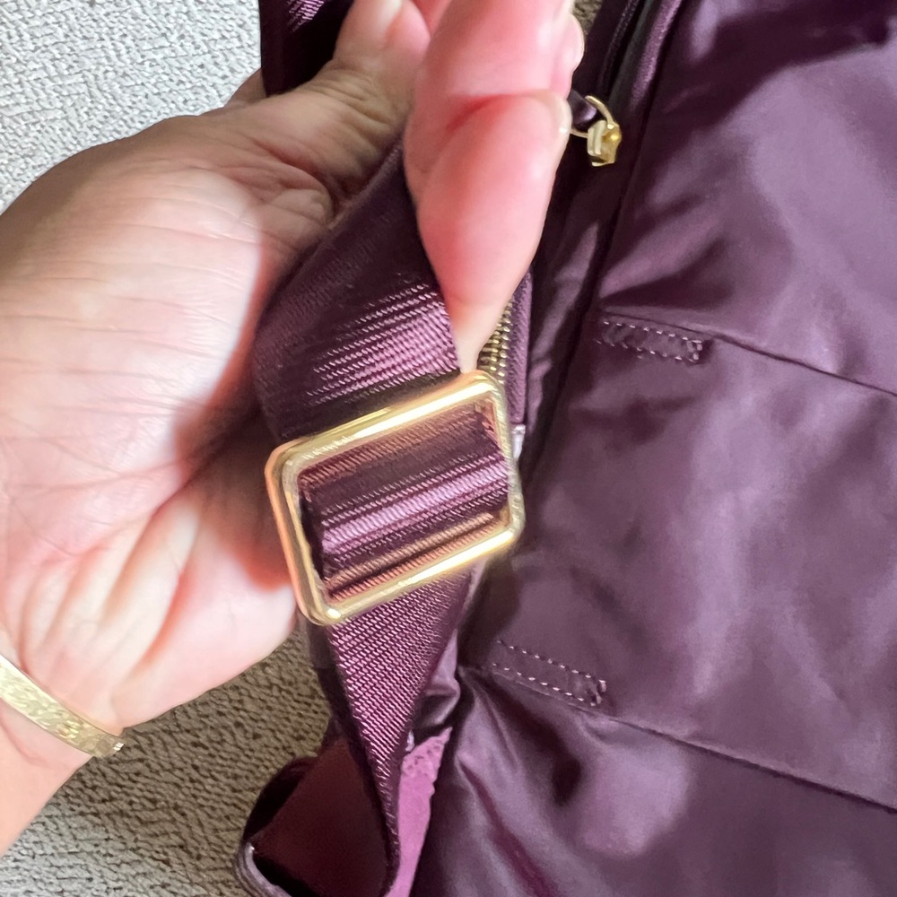 TUMI Burgundy and Gold Backpack - Picture 6 of 9
